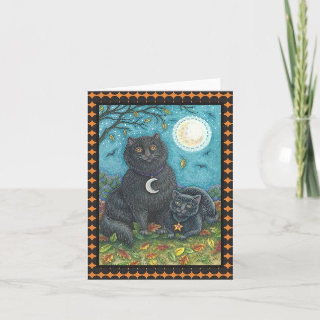 BOUBO/PYEWACKET CHAT NOIR HALLOWEEN CARTE DE NOTE  (Devant)