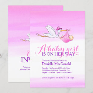 Bouche avec bébé fille invitation douche bébé