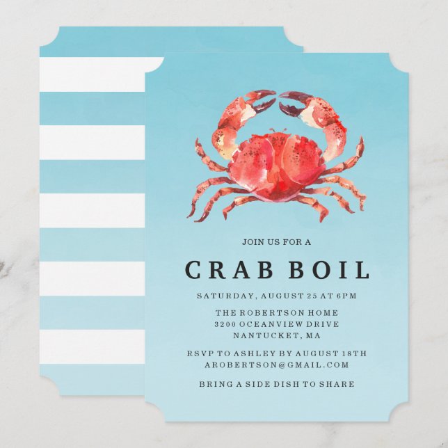 Bouche de crabe en bord de mer | Invitation à la f (Devant / Derrière)