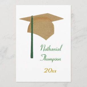 Bouchon de graduation Gold & Green et invitations 