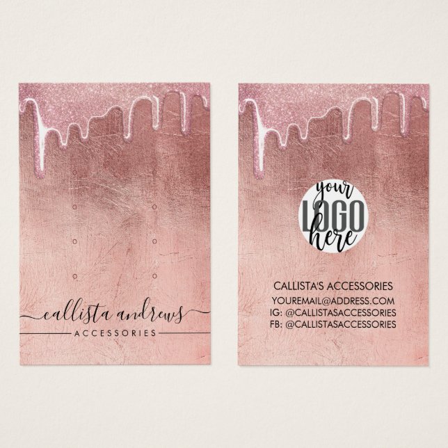 Boucle d'oreille Logo avec Drips de Paillettes Épa (Devant & derrière)