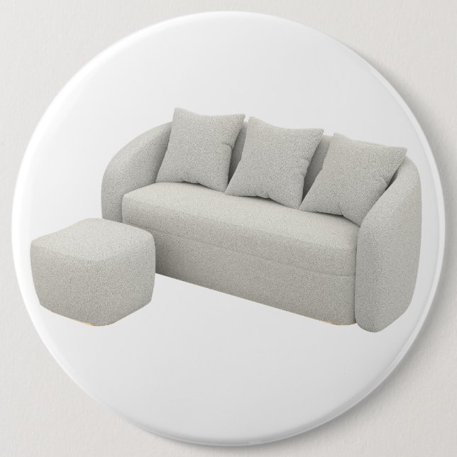 Boucle-Sofa mit Ottoman Button (Vorderseite)
