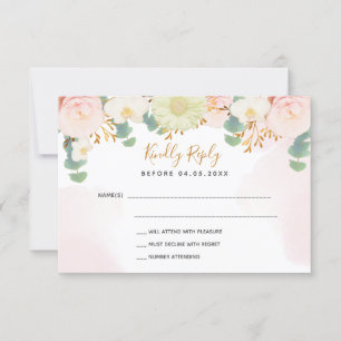 Boucles d'aquarelle rose blanc Mariage RSVP