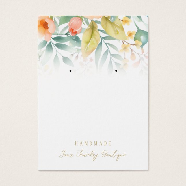 Boucles de fleurs d'aquarelle Bijoux Cartes d'affi (Devant)