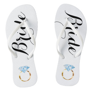 Boucles de tongs de mariée avec anneau de diamant