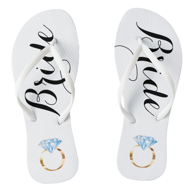 Boucles de tongs de mariée avec anneau de diamant (Semelle)
