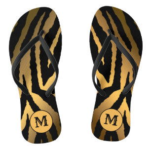 Boucles de tongs de tigre monogramme or luxueux