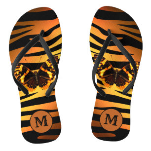 Boucles de tongs de tigre monogramme or luxueux