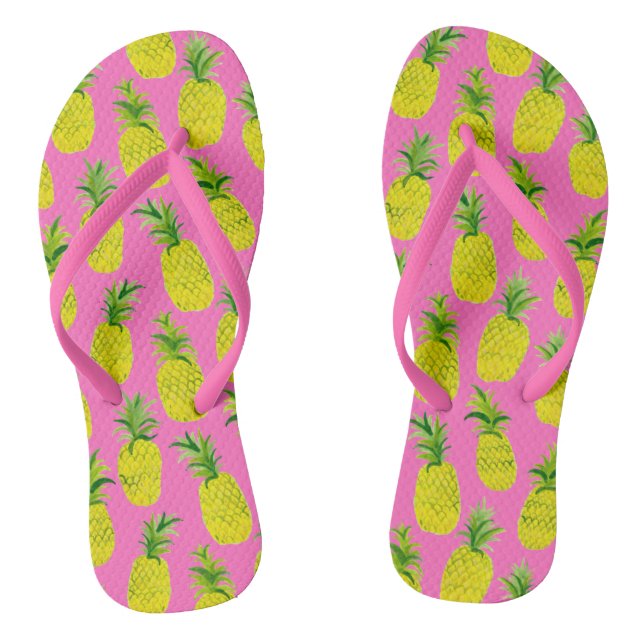 Boucles de tongs roses de la fête de l'ananas (Semelle)