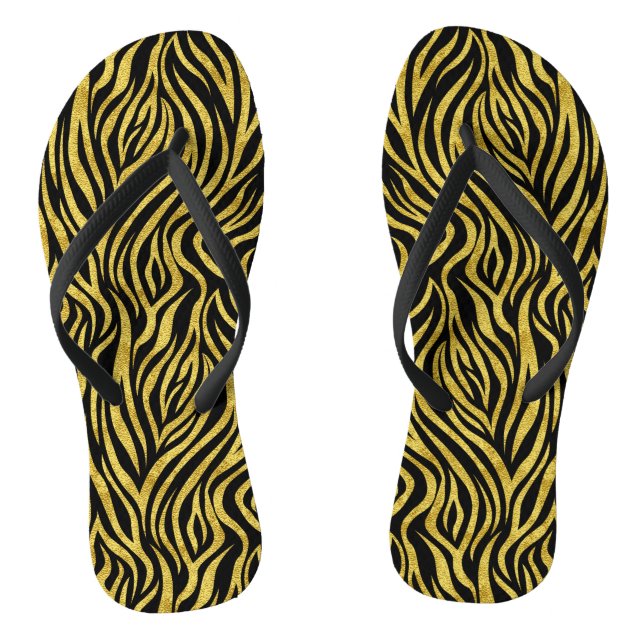 Boucles de tongs Zèbre Noir Or (Semelle)