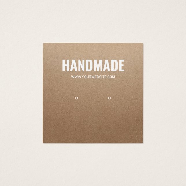 Boucles d'oreille en stuc blanc brun rustique (Devant)