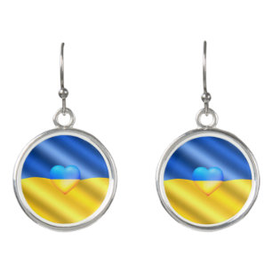 Boucles D'oreilles Drapeau De L'Ukraine - Liberté - Paix - Solidarité