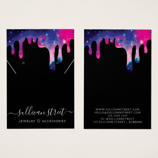 Boucles d'oreilles en galaxie Collier d'affichage (Devant & derrière)