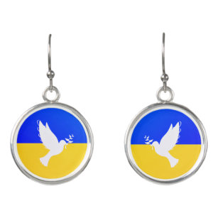 Boucles D'oreilles La colombe de la paix - Drapeau de l'Ukraine