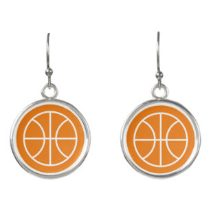 Boucles d'oreilles orange de basket-ball de basket