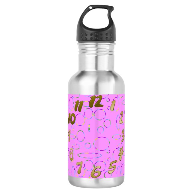 Boucles modernes sur Bouteille d'eau rose Magenta (Devant)