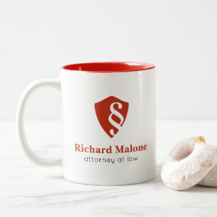 Bouclier d'avocat d'avocat et tasse de logo de