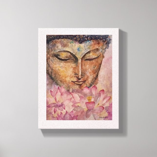 Bouddha Lotus rose Aquarelle toile Imprimer (Recto)