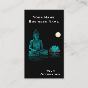 Bouddha Turquoise et Lotus en Carte de visite noir