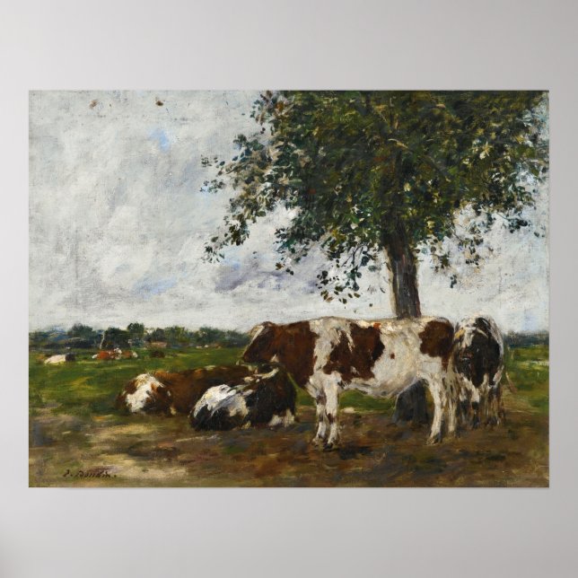 Boudin - Kühe auf Weide Poster (Vorne)