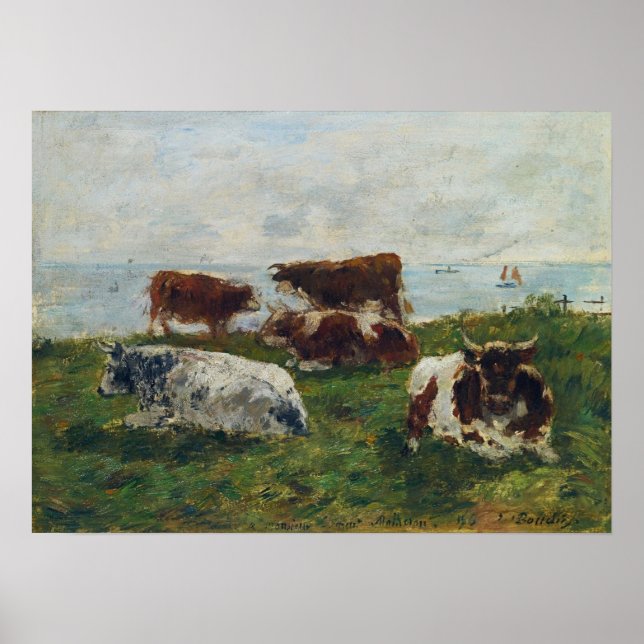 Boudin - Kühe in der Nähe des Meeres 1896 Poster (Vorne)