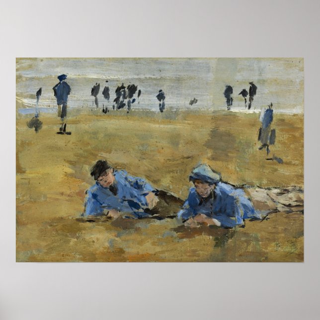 Boudin - zwei Männer am Strand Poster (Vorne)
