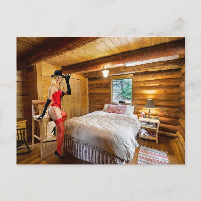 BOUDOIR LOG CABIN SCHLAFZIMMER MÄDCHENKARTE POSTKARTE (Vorderseite)