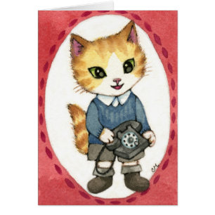 Bouffe - rétro art de chat de téléphone des ann