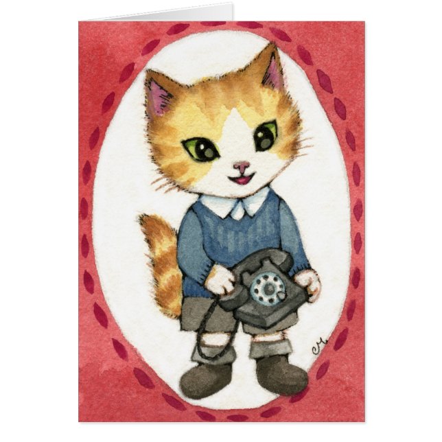 Bouffe - rétro art de chat de téléphone des années (Devant)