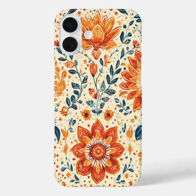 Bouffée de fleurs rétro - IPhone 16 Coque (Verso)