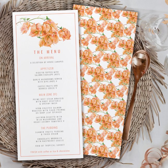 Bougainvillea apricot Hochzeit in Orangetönen Menükarte (Von Creator hochgeladen)