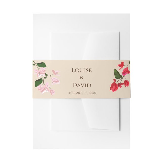 Bougainvillea Blume Hochzeit Einladung Bauchband Einladungsbanderole (Vorderseite Beispiel)