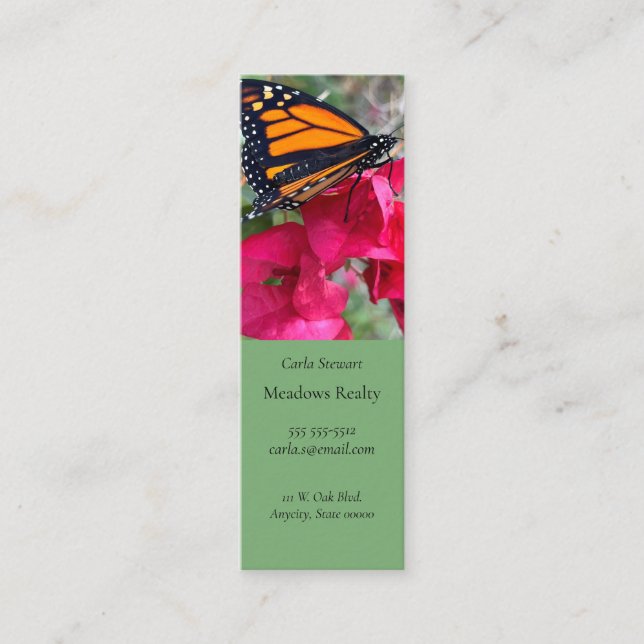 Bougainvillea-Blume mit Monarchschmetterling Mini Visitenkarte (Vorderseite)