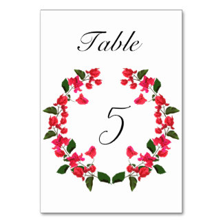 Bougainvillea Blume Wedding Tischnummer Card