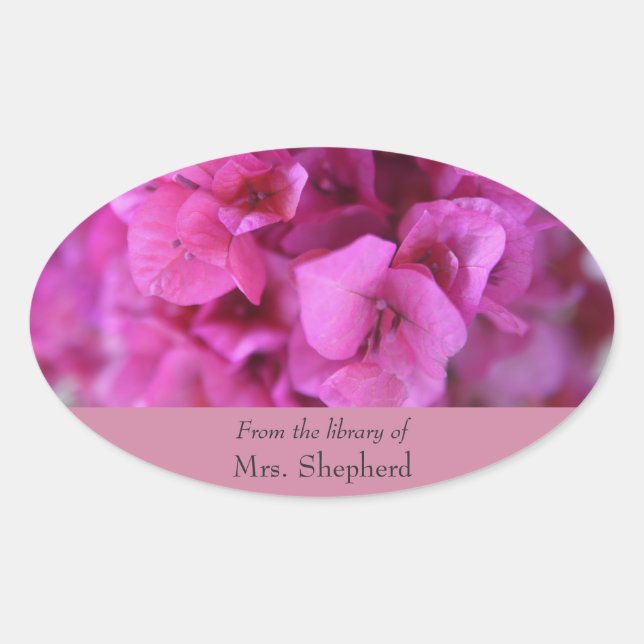Bougainvillea Buchzeichen Ovaler Aufkleber (Vorderseite)
