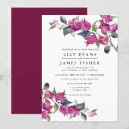 Bougainvillea Burgundy Pink Floral Wedding Einladung