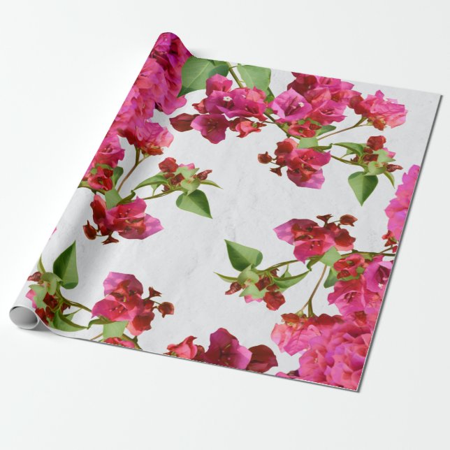 Bougainvillea Floral Griechische Insel am Mittelme Geschenkpapier (Ungerollt)
