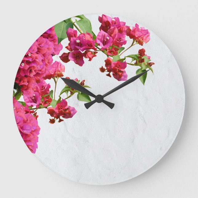 Bougainvillea Floral Griechische Insel am Mittelme Große Wanduhr (Vorderseite)