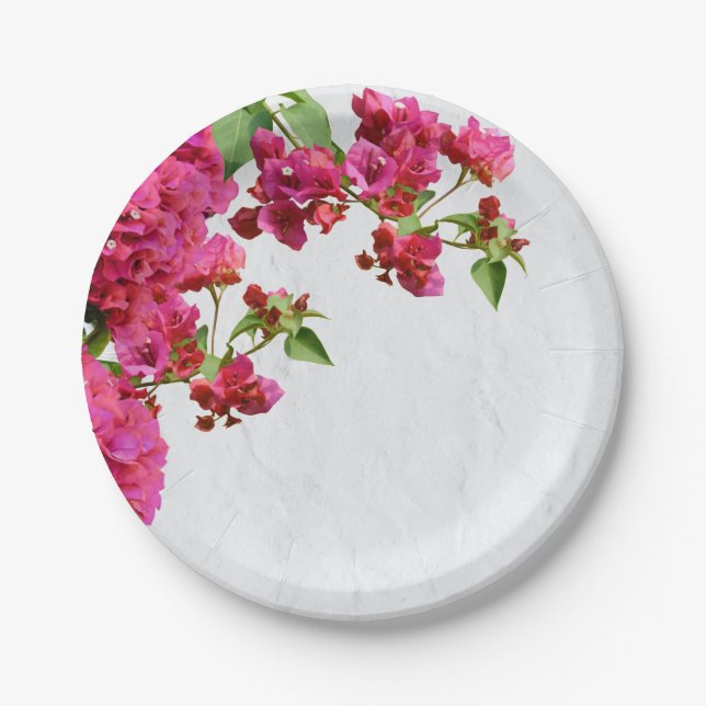 Bougainvillea Floral Griechische Insel am Mittelme Pappteller (Vorderseite)
