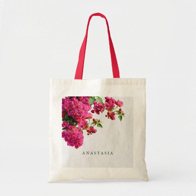 Bougainvillea Floral Griechische Insel am Mittelme Tragetasche (Vorne)