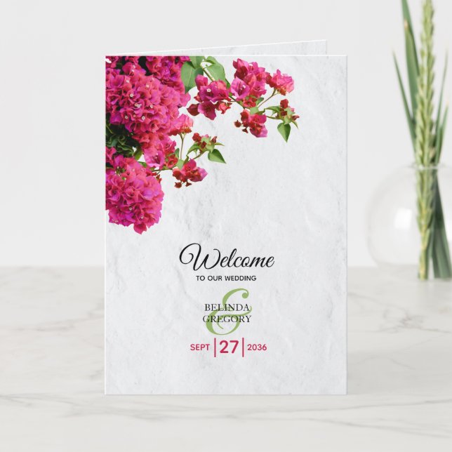 Bougainvillea Greece Wedding Order of Service Programm (Vorderseite)