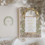 Bougainvillea Green Gold Wedding Art Nouveau Mucha Folieneinladung<br><div class="desc">Art Nouveau Vintage Floral Green & Gold Wedding Invitations by Alphonse Mucha in a romantic and whimsical design using Real Gold Foil. Victorian flourishes complement classic art deco fonts. Please enter your custom information, and you're done. If you wish to change the design further, simply click the blue "Customize It"...</div>