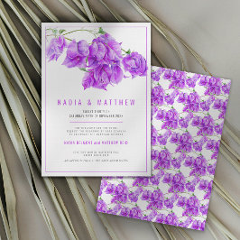 Bougainvillea lila Hochzeit in Aquarellen Einladung