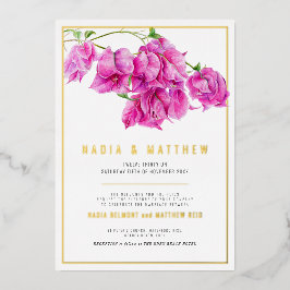 Bougainvillea lila Hochzeit in Rosa Folieneinladung