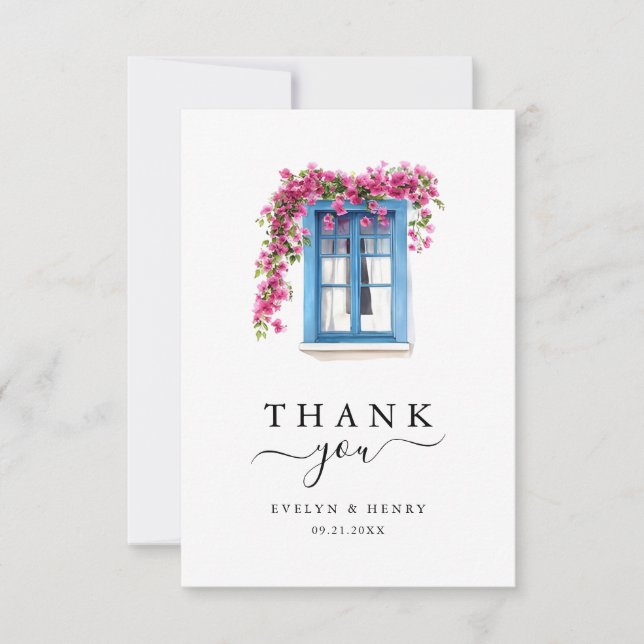 Bougainvillea Minimalist Destination Wedding Dankeskarte (Vorderseite)