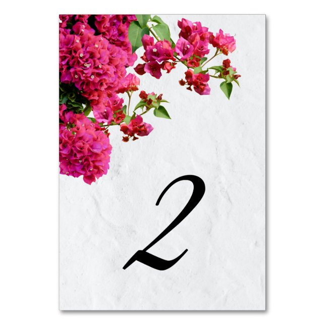 Bougainvillea Mittelmeer Griechische Insel Wedding Tischnummer (Vorderseite)
