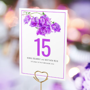 Bougainvillea Papier Blume lila Hochzeit Tischnummer