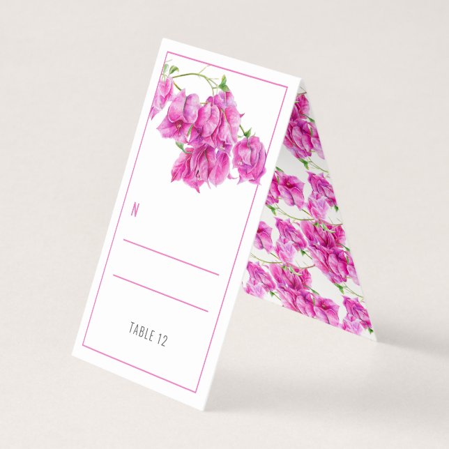Bougainvillea rosa Zeltkarten für Hochzeitsgäste (Rückseite)