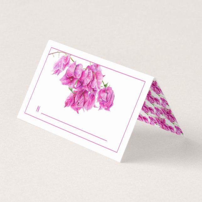 Bougainvillea rosa Zeltkarten für Hochzeitsgäste (Rückseite)