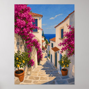 Bougainvillea Treppe zum Meer Poster
